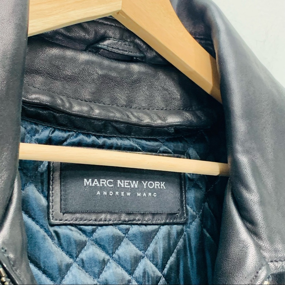 ANDREW MARC NEW YORK Black Leather Bomber Jacket 2-in-1 Mens LARGE NEW NWT - Picture 8 of 8
